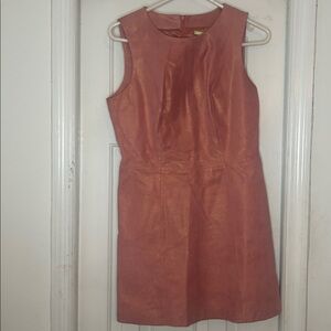 Gianni Bini Leather Mini A-line Dress - peach and gold shimmer